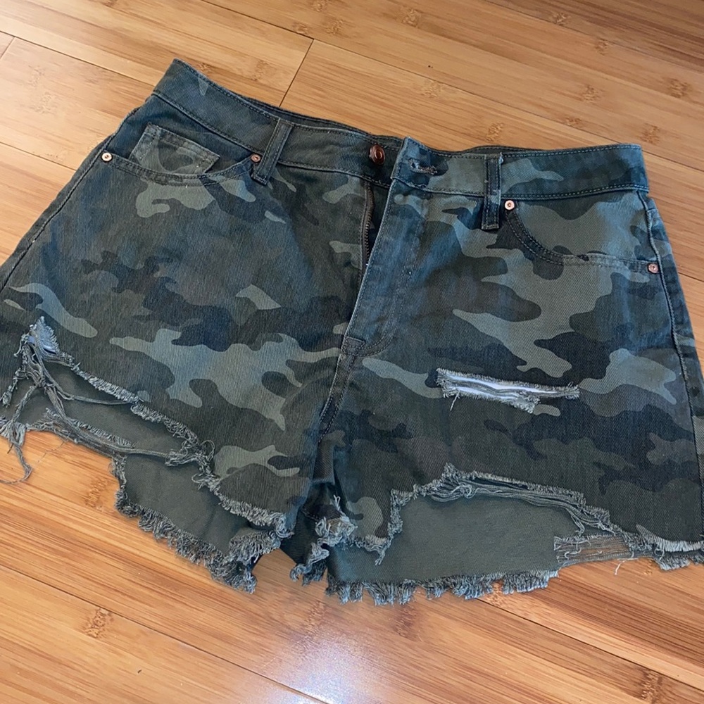 Camo Denim shorts - size 11 juniors